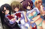  3girls ? black_hair blue_eyes blush bra brown_eyes brown_hair itsukushima_takako juujou_shion lingerie locker locker_room long_hair mikado_mariya miyanokouji_mizuho multiple_girls norita open_clothes open_shirt orange_hair otoko_no_ko otome_wa_boku_ni_koishiteru panties purple_eyes purple_hair school_uniform shirt shirt_lift short_hair underwear undressing 