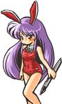  alternate_color_school_swimsuit animal_ears bare_legs blush bow bowtie bunny_ears bunny_tail bunnysuit electric_wind_instrument instrument long_hair one-piece_swimsuit purple_hair red_eyes red_swimsuit reisen_udongein_inaba school_swimsuit solo swimsuit tail touhou very_long_hair winn 