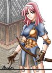  archer_(ragnarok_online) artist_request bow_(weapon) breastplate gloves hairband pink_eyes pink_hair ragnarok_online solo standing weapon 