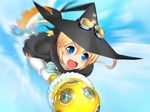  1girl blonde_hair blue_eyes game_cg mira_(sumaga) sky solo sumaga witch 