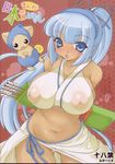  artist_request blue_hair breasts erect_nipples highres huge_breasts japanese_clothes majikina_mina nipples puffy_nipples samurai_spirits see-through see_through 
