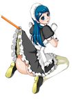  ass blue_eyes blue_hair fukurokouji gloves long_hair maid minazuki_karen no_panties precure sitting skirt skirt_lift solo yes!_precure_5 
