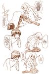  aisaka_taiga flat_chest hard_translated marumi monochrome nipples sketch takasu_ryuuji thighhighs toradora! translated 