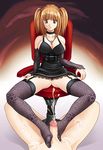  amane_misa bottomless breasts censored cfnm cleavage clothed_female_nude_male cum death_note ejaculation feet femdom footjob goth gothic penis pussy 