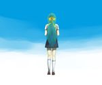  back green_hair half_updo higurashi_no_naku_koro_ni long_hair mu-ko ribbon school_uniform sky socks solo sonozaki_shion 