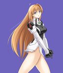  blue_eyes bottomless elhaym_van_houten gloves long_hair no_legwear orange_hair panties shunzou solo underwear xenogears 