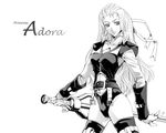  adora belt character_name fingerless_gloves gloves greyscale magna_carta magna_carta:_the_phantom_of_avalanche monochrome paolo_antonio_aguasin ribbon solo sword thighhighs weapon 