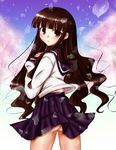  ass black_hair ibuki_(furutama) itoshiki_rin long_hair no_panties sayonara_zetsubou_sensei school_uniform solo 