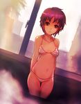  bikini kara_(color) nagato_yuki purple_hair short_hair solo striped striped_bikini suzumiya_haruhi_no_yuuutsu swimsuit 