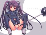  buckle kooh mace pangya panties solo striped striped_panties takumi_namuchi thighhighs underwear weapon 