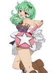  boots cosplay green_eyes kannagi kochiya_sanae miniskirt nagi nagi_(cosplay) parody pleated_skirt skirt solo tdk touhou wand white_skirt 
