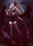  boots breasts cosplay doll_joints eyepatch flower fusion highres jinnikureiche kirakishou long_hair medium_breasts rose rozen_maiden see-through solo suigintou suigintou_(cosplay) thighhighs thorns white_hair yellow_eyes zettai_ryouiki 