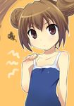  aisaka_taiga bad_id bad_pixiv_id brown_eyes brown_hair competition_school_swimsuit double_bun flat_chest one-piece_swimsuit otoutogimi pulled_by_self solo swimsuit swimsuit_pull toradora! 