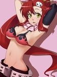  armpits arms_up belt bikini_top breasts cleavage elbow_gloves gloves large_breasts ldl long_hair midriff red_hair scarf solo tengen_toppa_gurren_lagann underboob very_long_hair yellow_eyes yoko_littner 