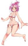  barefoot bikini blush covered_nipples doru_riheko feet flat_chest foreshortening front-tie_top hands hinamori_amu legs lowleg lowleg_bikini midriff pink_hair short_hair shugo_chara! side-tie_bikini solo sweat swimsuit trembling vibrator wide_hips yellow_eyes 