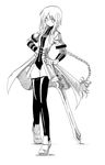  archerko braid fate/stay_night fate_(series) greyscale himura_kiseki monochrome solo sword thighhighs weapon 