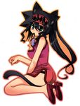  animal_ears bad_id bad_pixiv_id black_hair breasts cat_ears cat_tail china_dress chinese_clothes dress genderswap genderswap_(mtf) green_eyes high_heels long_hair mariru medium_breasts mouse otogi_ryuuji panties shoes sitting solo tail underwear yuu-gi-ou yuu-gi-ou_duel_monsters 