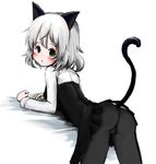  animal_ears ass bad_id bad_pixiv_id black_legwear blush green_eyes haruyukiko pantyhose sanya_v_litvyak silver_hair solo strike_witches world_witches_series 