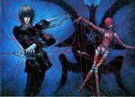  black_hair coat contrapposto dietrich_von_lohengrin long_sleeves looking_at_viewer official_art pants pentagram pose scan shibamoto_thores standing trinity_blood uniform 