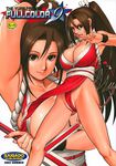  armpits breasts brown_eyes brown_hair cameltoe cleavage closed_fan fan fatal_fury folding_fan highres japanese_clothes large_breasts long_hair pelvic_curtain ponytail revealing_clothes saigadou shiranui_mai smile the_king_of_fighters 