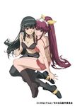  artist_request black_hair boots bra brown_eyes kimi_ga_aruji_de_shitsuji_ga_ore_de kuonji_shinra lingerie multiple_girls panties panties_under_pantyhose pantyhose red_eyes red_hair underwear underwear_only venis 