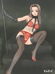  bra brown_eyes brown_hair copyright_request elbow_gloves gloves high_heels lingerie long_hair panties pole pole_dancing red_panties roony shoes sitting sitting_on_stairs solo stairs stripper stripper_pole thighhighs underwear underwear_only 