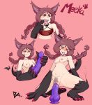  2018 ahegao animal_humanoid armpit_hair bedroom_eyes black_fur blush bodyattk breasts brown_hair cat_humanoid claws crouching digital_media_(artwork) dildo fangs felid felid_humanoid feline feline_humanoid female fur hair half-closed_eyes hi_res humanoid light_skin looking_at_viewer looking_pleasured mammal masturbation meeka_(bodyattk) navel nipples nude open_mouth paws penetration pubes pussy red_eyes seductive sex_toy slit_pupils smile spread_legs spreading sweat tongue tongue_out twintails_(disambiguation) vaginal vaginal_masturbation vaginal_penetration 