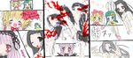  artist_request blonde_hair blood bow comic haou_airen hina_ichigo kakizaki_megu kanaria multiple_girls parody pink_bow rozen_maiden suigintou translated 