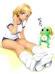  angol_mois buruma dark_skin feet foreshortening gyaru gym_uniform keroro keroro_gunsou kogal loose_socks shinozuka_jouji shiny shiny_skin simple_background socks solo 