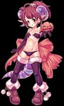  demon_girl elbow_gloves flat_chest gloves halloween long_hair mayumi_(pppweb) original pointy_ears ponytail purple_eyes red_hair solo tail thighhighs 