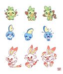  fire grookey lagomorph mammal mamobot nintendo pok&eacute;mon pok&eacute;mon_(species) primate reptile scalie scorbunny simple_background sobble video_games white_background 