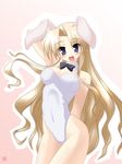  animal_ears bare_legs blonde_hair blue_eyes bow bowtie bunny_ears bunny_girl bunnysuit canvas_(cocktail_soft) long_hair saano_chia sakurazuka_ren solo 