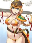  :p armband armor bad_id bad_pixiv_id belt bikini bikini_armor blonde_hair blue_eyes braid breasts cowboy_shot helm helmet long_hair masao medium_breasts orange_bikini shield single_braid swimsuit sword tongue tongue_out valkyrie valkyrie_(vnd) valkyrie_no_densetsu weapon winged_helmet wings 