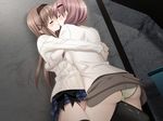  against_wall black_legwear blush brown_hair couple cousins dutch_angle frottage game_cg grinding hair_ornament hairband hairclip hug incest kiss kitajima_kaede kitajima_sara leg_between_thighs long_hair multiple_girls panties peko pink_hair plaid plaid_skirt pussy_juice skirt sono_hanabira_ni_kuchizuke_wo striped thighhighs underwear vertical-striped_panties vertical_stripes wet wet_clothes wet_panties yuri 