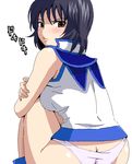  ass blue_hair blush brown_eyes no_pants panties seika_kohinata short_hair sima solo underwear yuu-gi-ou yuu-gi-ou_gx 