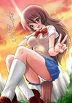  copyright_request koari long_hair panties ribbon school_uniform skirt socks solo underwear 