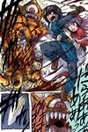  1girl atlas_(dragon_quest) battle blood comic cyclops dragon_quest dragon_quest_ii hanbu_hantarou monster one-eyed open_mouth prince_of_lorasia princess_of_moonbrook purple_hair sword weapon 