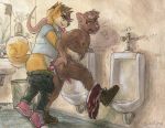  anal anal_penetration anthro anthro_on_anthro backsack balls bathroom brown_balls brown_fur brown_hair butt canid canine clothed clothing cum cum_in_ass cum_inside duo erection eyewear footwear fur glasses hair hand_on_butt humanoid_penis looking_back male male/male male_penetrated male_penetrating mammal pants_down partially_clothed penetration penis public_restroom rat rodent sex shoes sicklyhypnos signature standing underwear urinal 