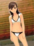  bikini blush brown_hair flat_chest gossa-tei long_hair original smile solo swimsuit 