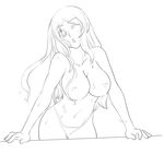  breasts copyright_request greyscale large_breasts long_hair monochrome one_eye_closed panties solo topless tsuutenkaaku underwear wet 