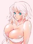  blue_eyes blush breasts cleavage huge_breasts original short_hair solo tsuutenkaaku 