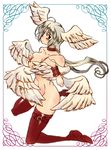  breasts final_fantasy final_fantasy_tactics head_wings kneeling koma_(nisin1) large_breasts long_hair lowres solo thighhighs ultima_(fft) white_hair wings 