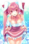  animal_ears bad_id bad_pixiv_id blush bunny_ears di_gi_charat hamamo skirt skirt_lift solo tongue usada_hikaru 