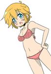  bikini blonde_hair blue_eyes dutch_angle lucky_star nemuro_nao patricia_martin short_hair simple_background solo swimsuit white_background 