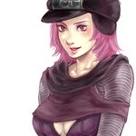  ayako_usagi bad_id bad_pixiv_id breasts cleavage hat hot_pants_(sbr) jojo_no_kimyou_na_bouken lipstick makeup medium_breasts pink_eyes pink_hair shorts smile solo steel_ball_run 