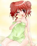  double_bun gao_(naodayo) hidamari_sketch hiro nude red_eyes red_hair solo towel 