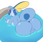  2019 anthro anthrofied big_breasts big_butt breasts butt digital_media_(artwork) female huge_breasts huge_butt kirbot12 looking_back nintendo open_mouth pok&eacute;mon pok&eacute;mon_(species) pok&eacute;morph pussy reptile scalie simple_background sobble solo video_games water 