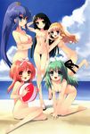  5girls beach breasts multiple_girls nanatsuiro_drops nude ocean pussy sea uncensored 