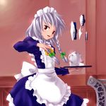  bad_id bad_pixiv_id blush izayoi_sakuya kiriu knife maid red_eyes ribbon short_hair silver_hair solo touhou 