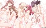 6girls bed blush girl holding hug lying sleeping yuri 